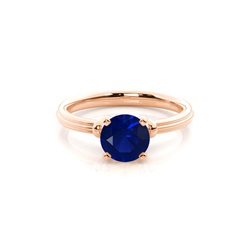 Round Blue Sapphire Engagement Ring
