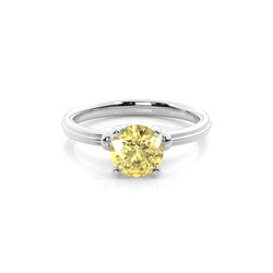 4 Prong Yellow Diamond Solitaire Engagement Ring