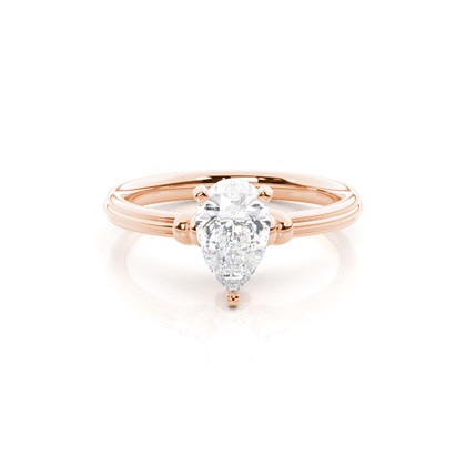 Pear Rose Gold Solitaire Diamond Rings