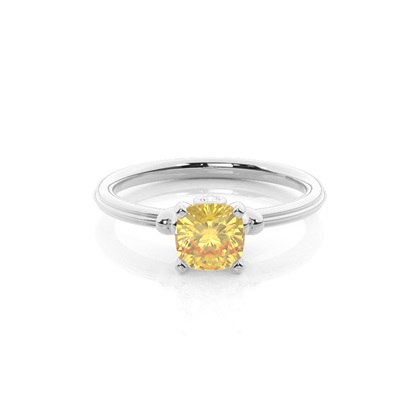 Cushion Yellow Diamond Engagement Rings