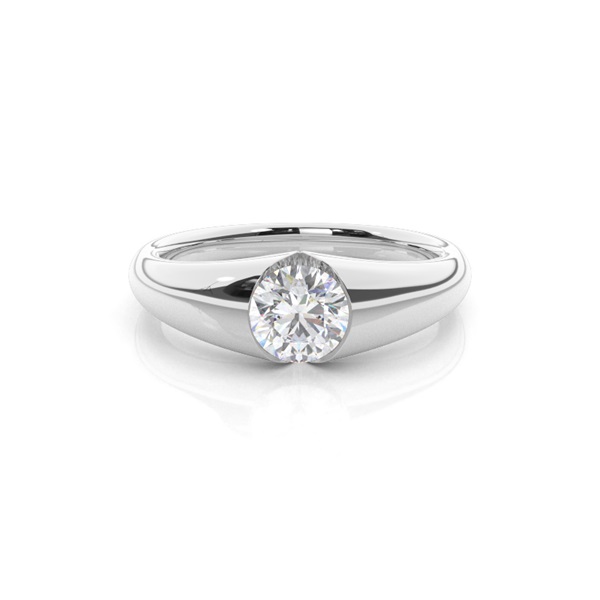 White Gold Round Moissanite Engagement Ring