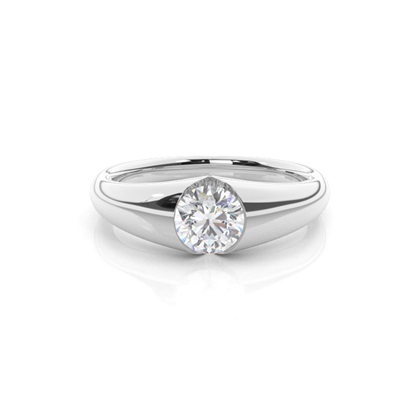 White Gold Round Moissanite Engagement Ring