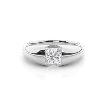 White Gold Round Moissanite Engagement Ring