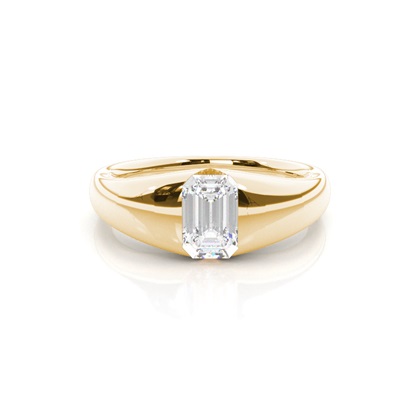 Emerald Yellow Gold Solitaire Diamond Engagement Rings