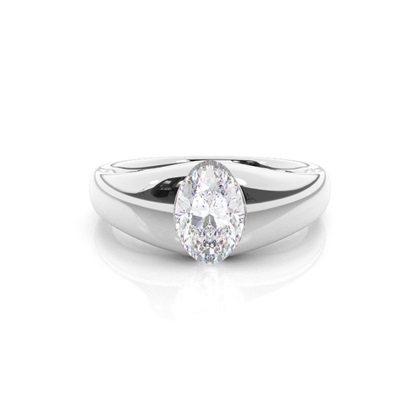 White Gold Round Moissanite Engagement Ring