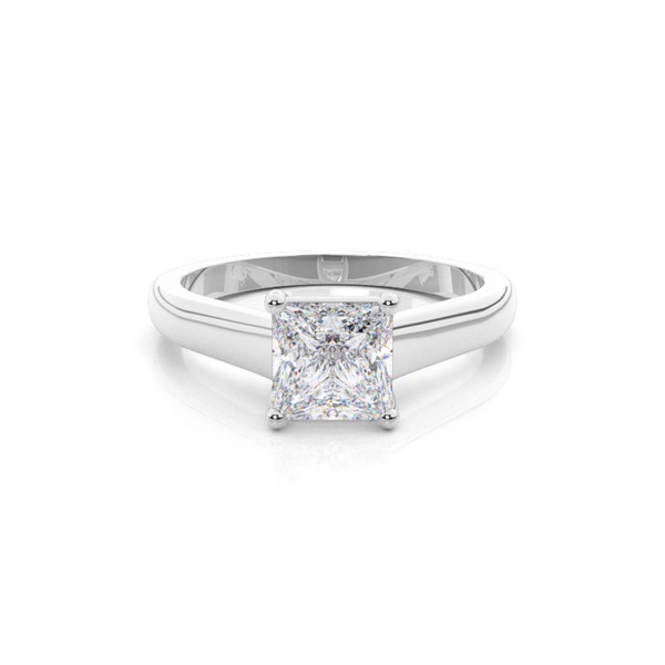 White Gold Round Moissanite Engagement Ring
