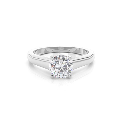 White Gold Round Moissanite Engagement Ring
