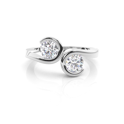 Semi Bezel Setting Plain Two Stone Ring
