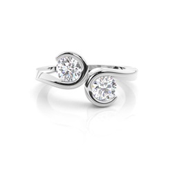 Semi Bezel Setting Plain Two Stone Ring