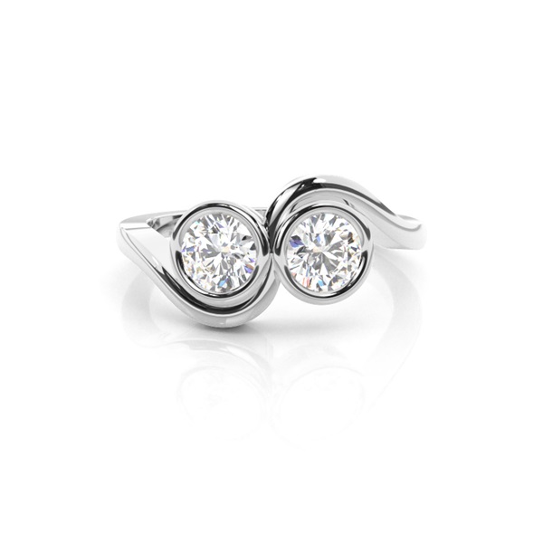 Full Bezel Setting Plain Two Stone Ring