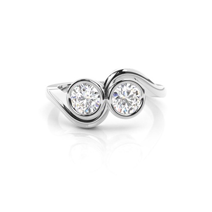 Full Bezel Setting Plain Two Stone Ring