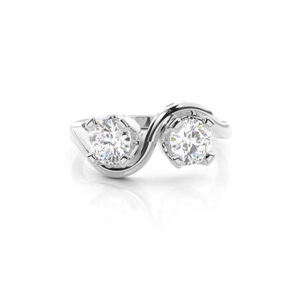 Semi Bezel Setting Plain Two Stone Ring