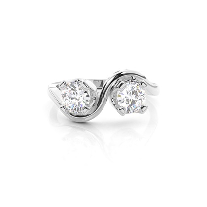 Semi Bezel Setting Plain Two Stone Ring