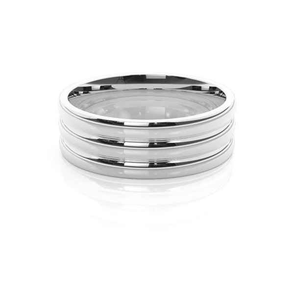 7.00mm Plain Comfort Fit Mens Grooved Wedding Band