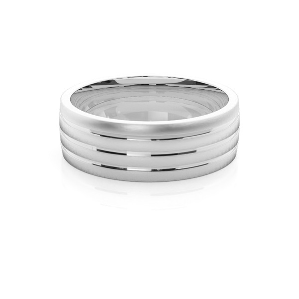 7.00mm Plain Comfort Fit Mens Grooved Wedding Band