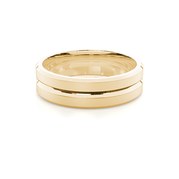 6.00mm Plain Comfort Fit Mens Grooved Wedding Band
