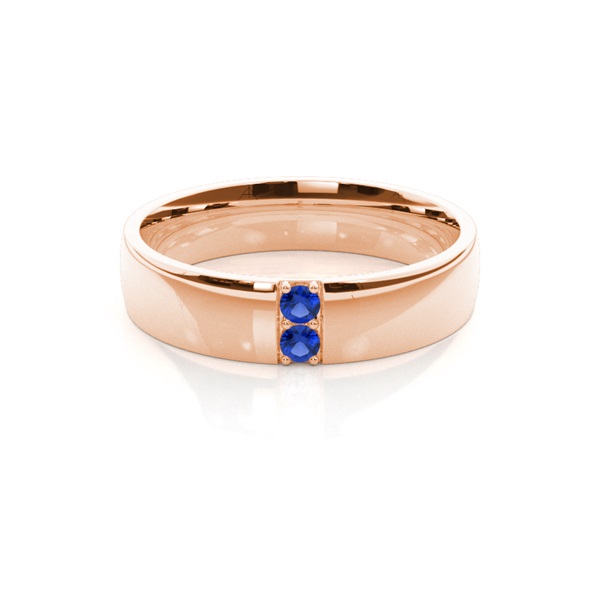 Pave Setting Round Blue Sapphire Mens Wedding Band