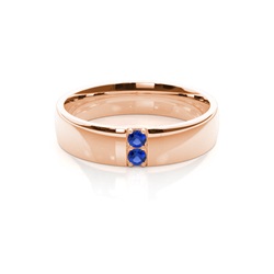 Pave Setting Round Blue Sapphire Mens Wedding Band