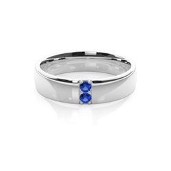 Pave Fassung Runde Blauer Saphir Herren Ehering