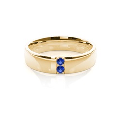 Pave Fassung Runde Blauer Saphir Herren Ehering