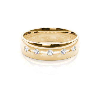 Men's Yellow Gold Diamond Wedding Rings