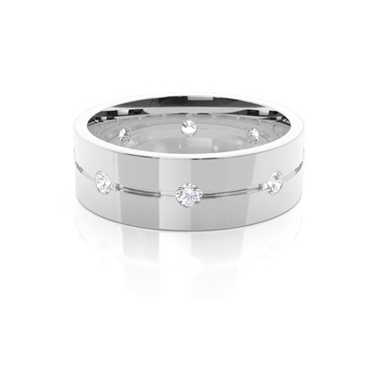 7.00mm Studded Comfort Fit Mens Wedding Band