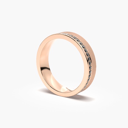 Studded Black Diamond Comfort Fit Men's Wedding Band