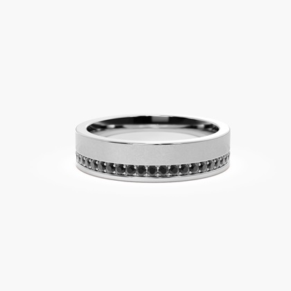 Studded Black Diamond Comfort Fit Men's Wedding Band