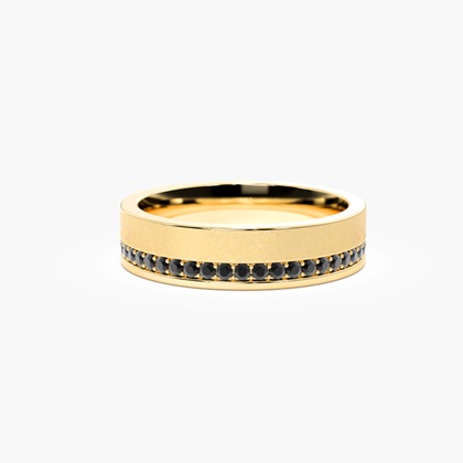 Studded Black Diamond Comfort Fit Men's Wedding Band