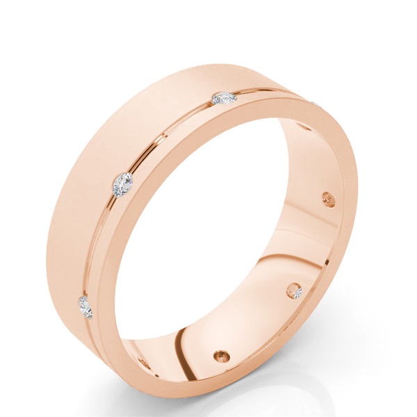 6.00mm Studded Comfort Fit Mens Wedding Band