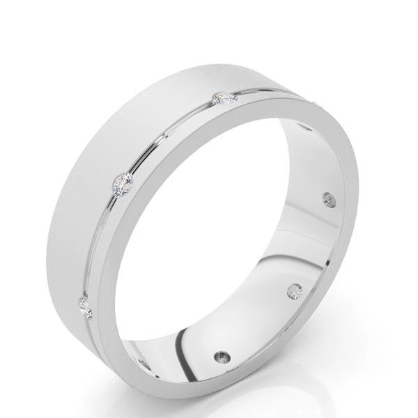 6.00mm Studded Comfort Fit Mens Wedding Band