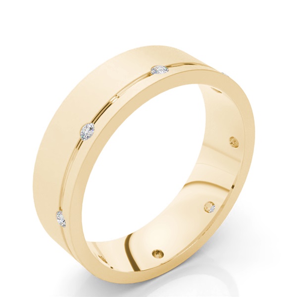6.00mm Studded Comfort Fit Mens Wedding Band