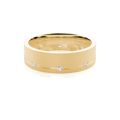 Men's Yellow Gold Diamond Wedding Rings