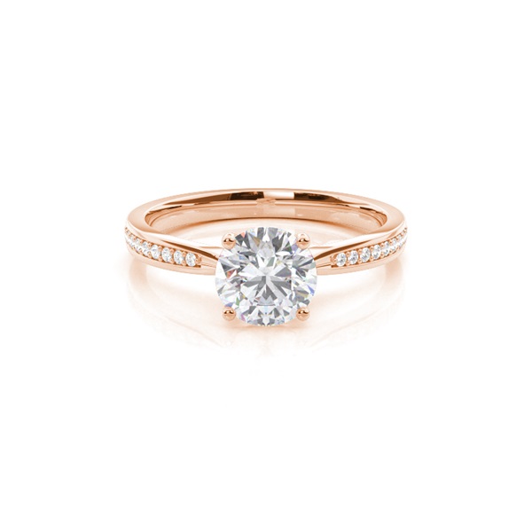 White Gold Round Side Stone Moissanite Engagement Ring