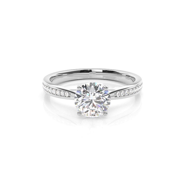 White Gold Round Side Stone Diamond Engagement Ring