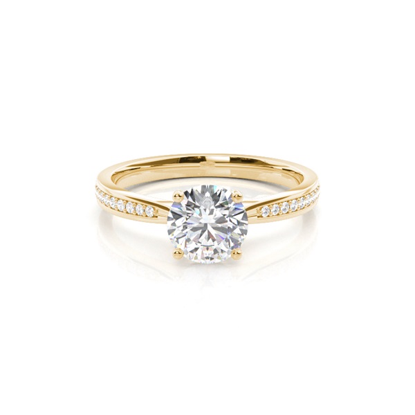 White Gold Round Side Stone Diamond Engagement Ring