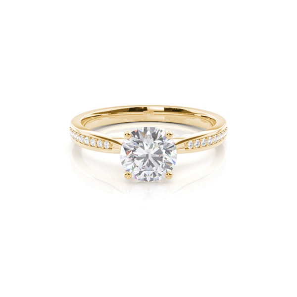 White Gold Round Side Stone Moissanite Engagement Ring
