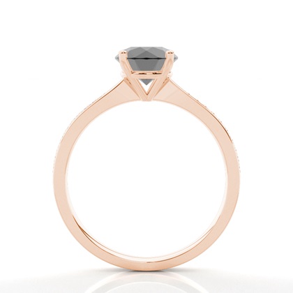 Round Black Diamond Side Stone Engagement Ring