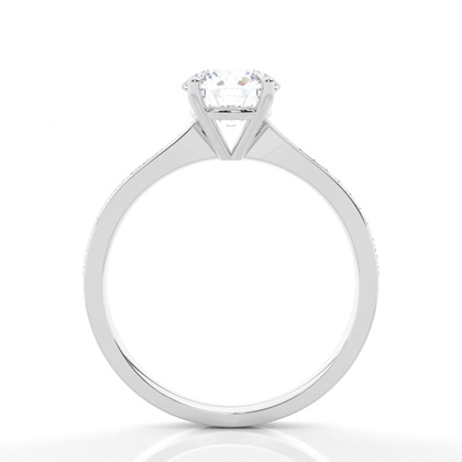White Gold Round Side Stone Moissanite Engagement Ring