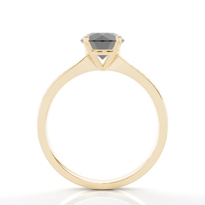 Round Black Diamond Side Stone Engagement Ring