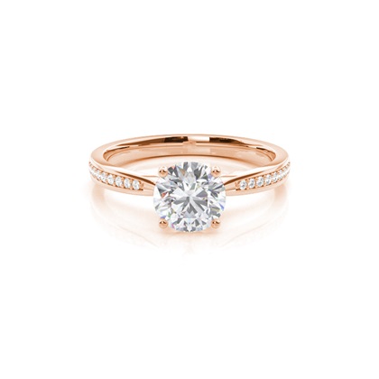 White Gold Round Side Stone Moissanite Engagement Ring