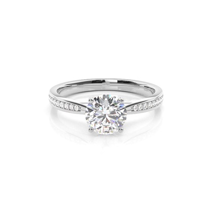 White Gold Round Side Stone Diamond Ring
