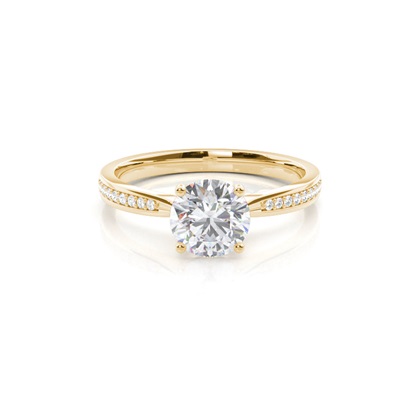 White Gold Round Side Stone Moissanite Engagement Ring