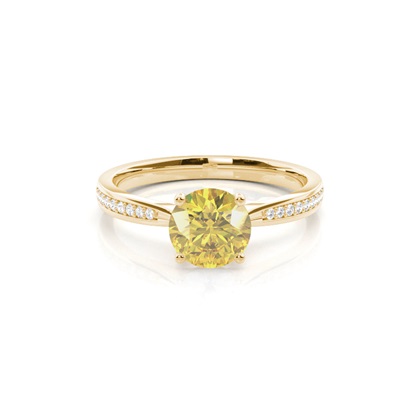 Prong Set Yellow Diamond Side Stone Engagement Ring