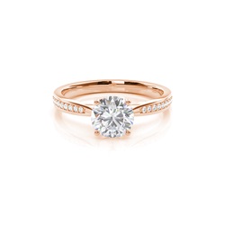 White Gold Round Side Stone Moissanite Engagement Ring