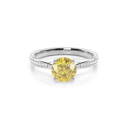 Prong Set Yellow Diamond Side Stone Engagement Ring