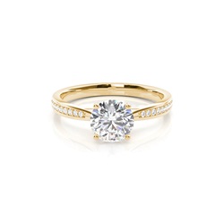 White Gold Round Side Stone Diamond Engagement Ring