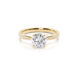 White Gold Round Side Stone Moissanite Engagement Ring