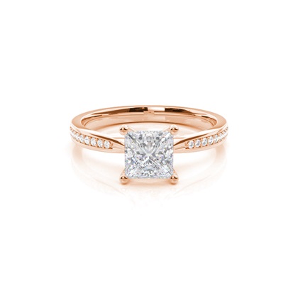 White Gold Round Side Stone Moissanite Engagement Ring