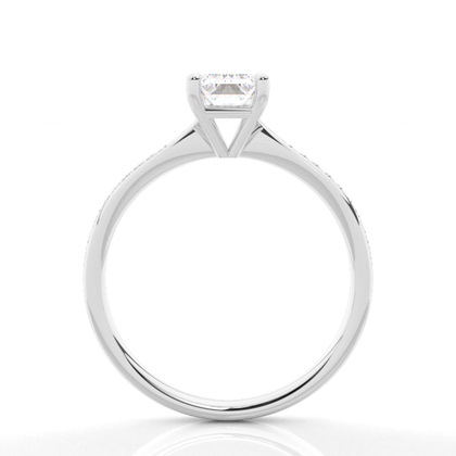 Moissanit Verlobungsring in einer Krappenfassung mit Schulter Diamanten